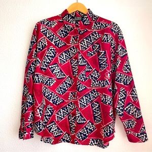 Rare Vintage 1980’s SK Wear Silk Oversized Long Sleeve Button Front Shirt